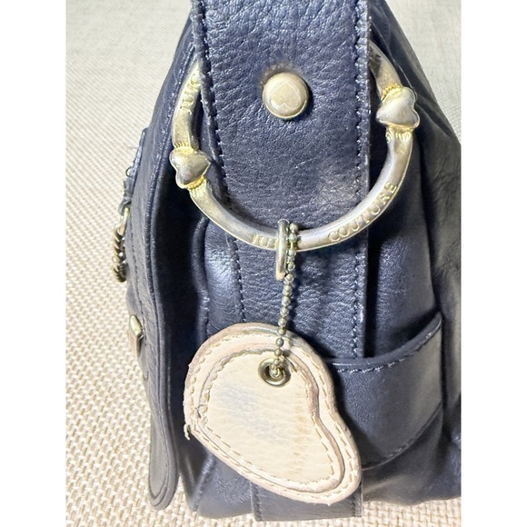 Vtg Y2K JUICY COUTURE Bag Black Leather Flap Saddle Bag Hobo Shoulder - Picture 8 of 16